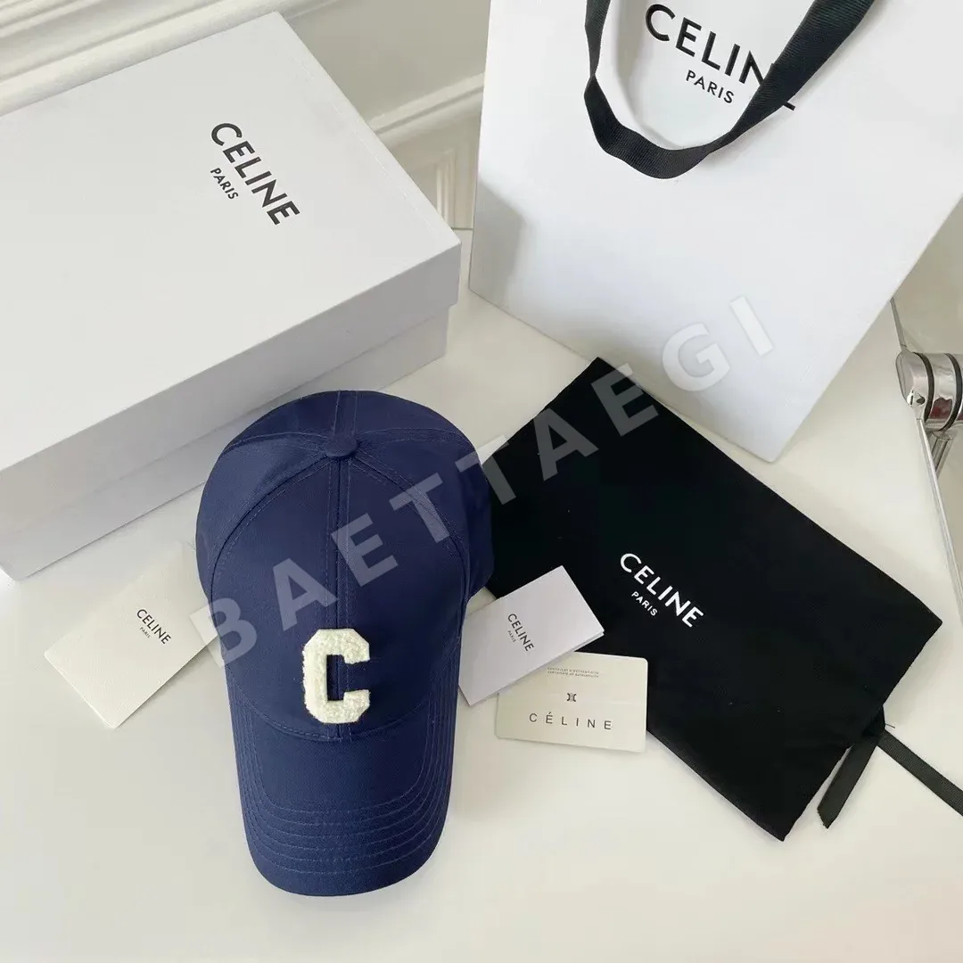 셀린느 네이비 코튼 로고 베이스볼 모자 83112