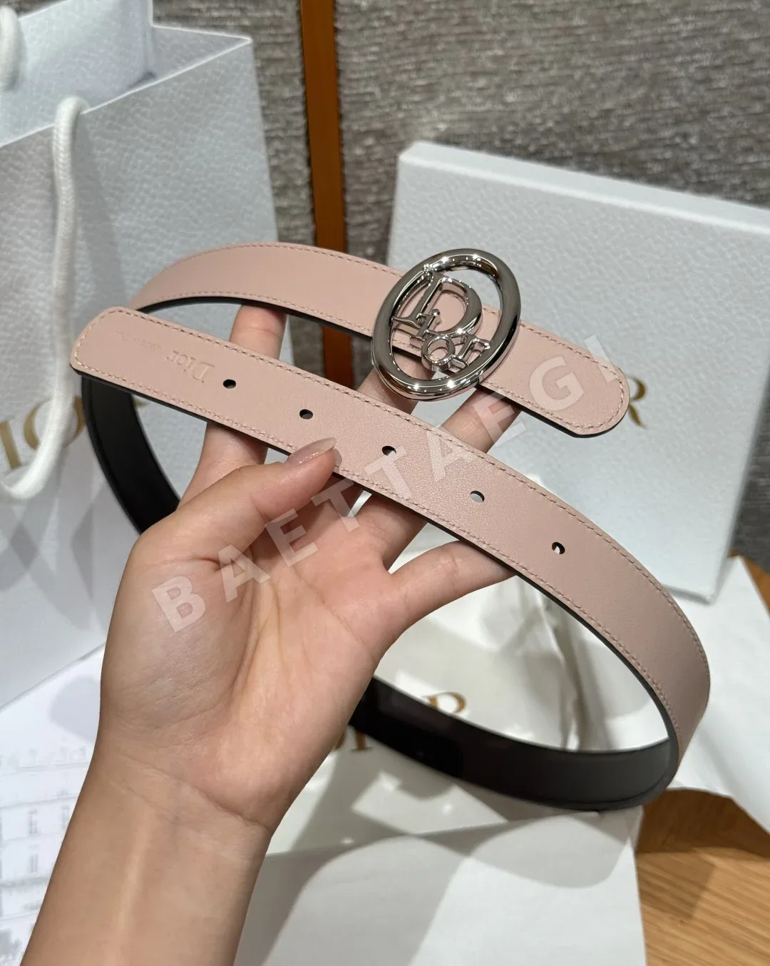 디올 오블리크 송아지가죽 리버서블 벨트 상세 이미지 5