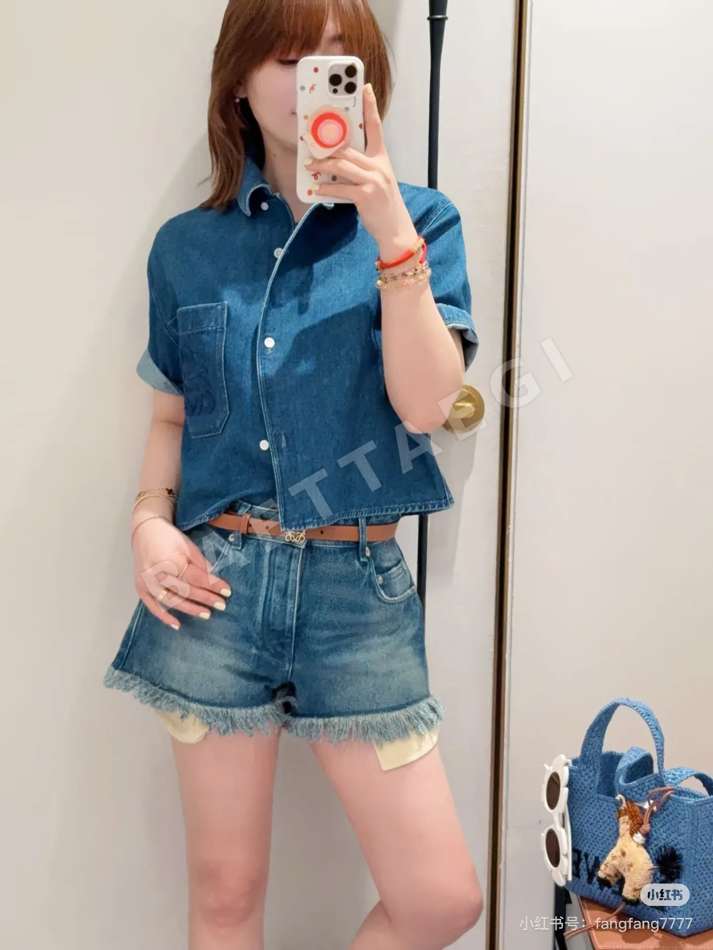 로에베 빈티지 워시드 데님 크롭 셔츠 상세 이미지 9