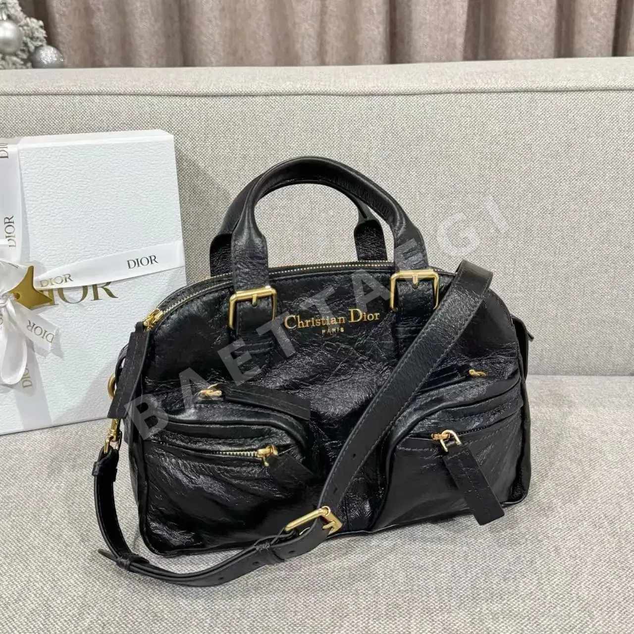 디올 블랙 플리츠 카프스킨 미니 숄더백 상세 이미지 9