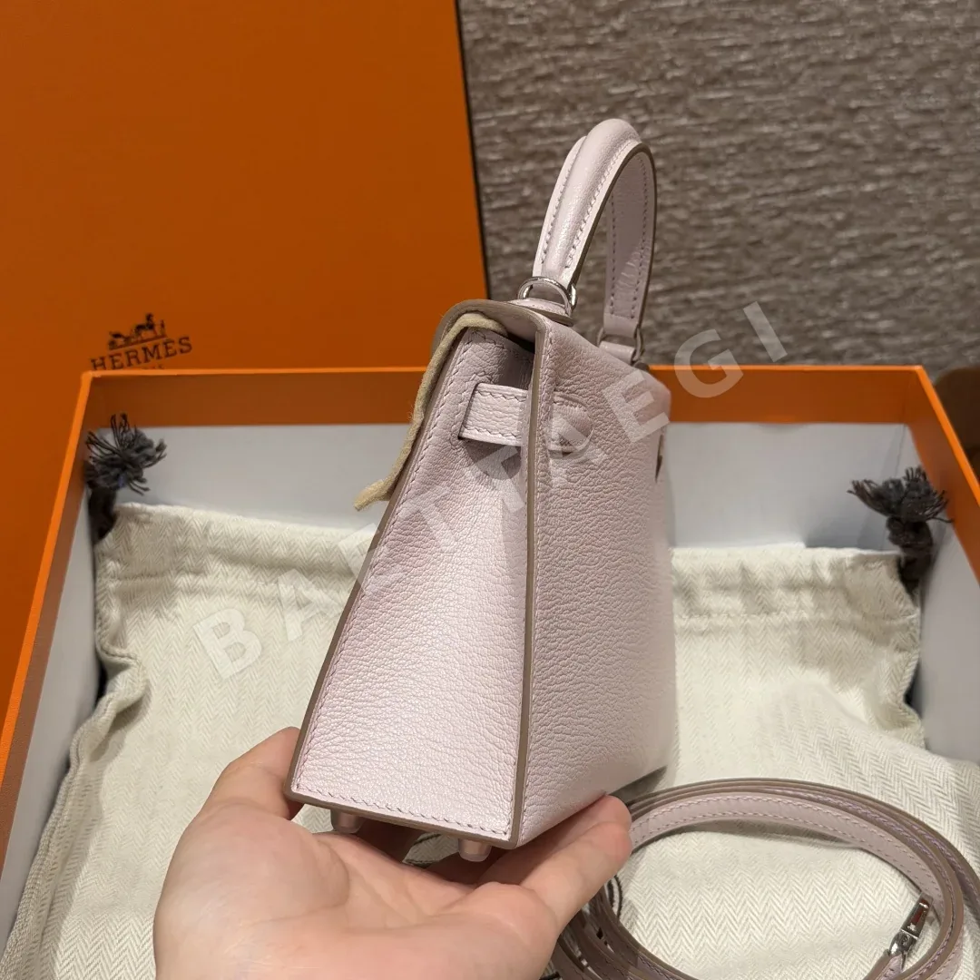 에르메스 미니 켈리 퍼플 실버 하드웨어 가방 상세 이미지 4