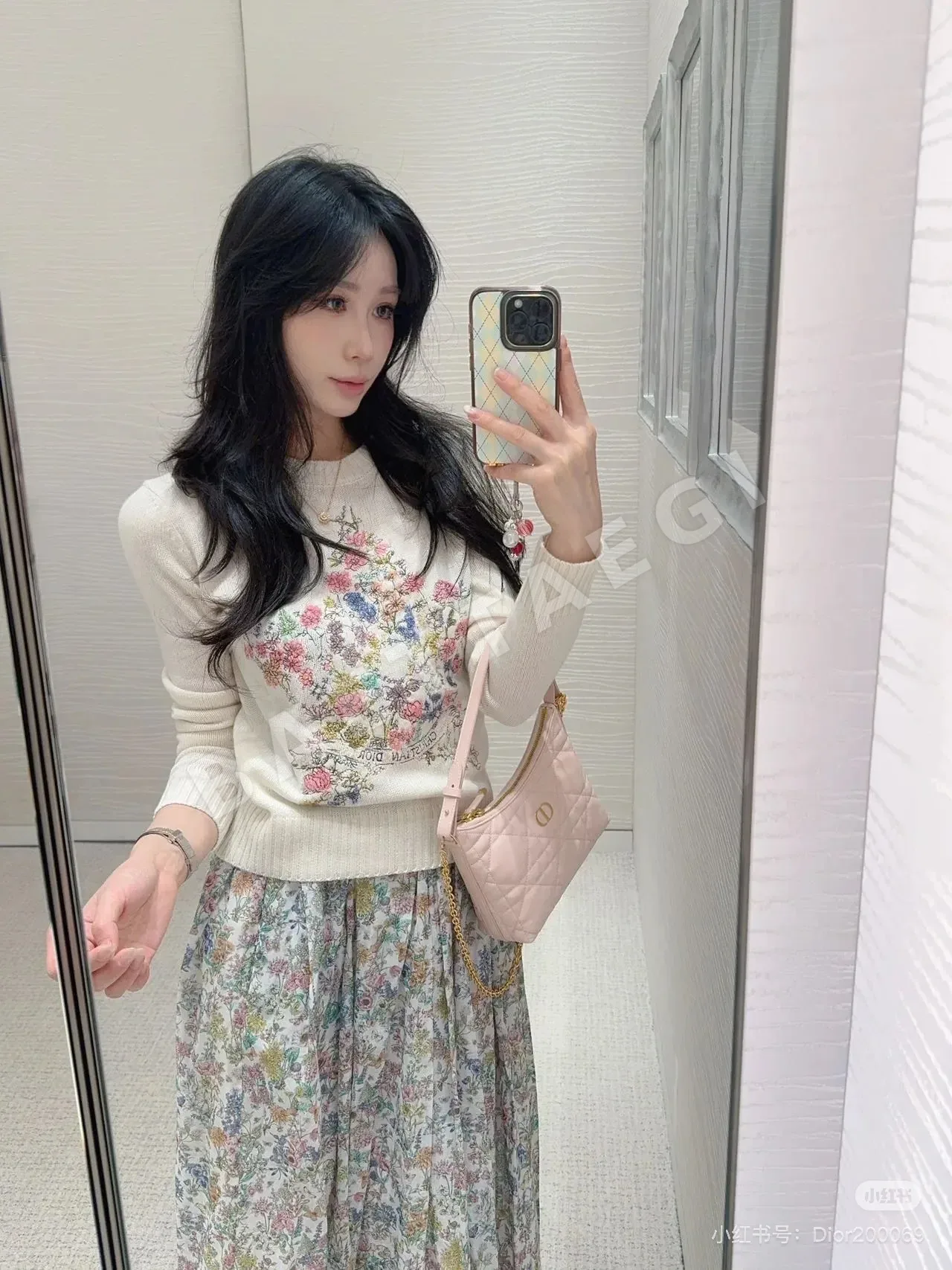 디올 꽃무늬 자수 캐시미어 여성 니트 96487