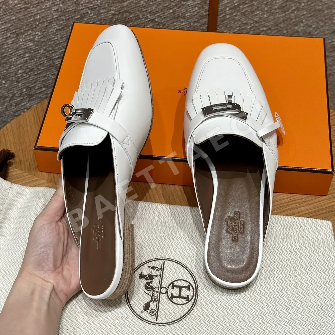 에르메스 샌들 화이트 염소가죽 실버 버클 상세 이미지 7