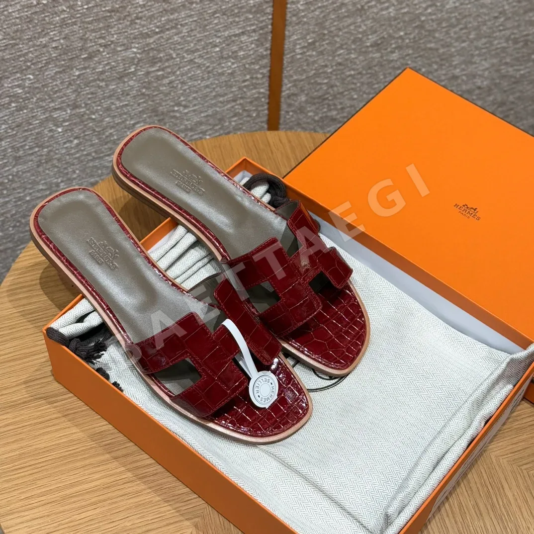 에르메스 오란 샌들 버건디레드 악어가죽 H 컷아웃 상세 이미지 2