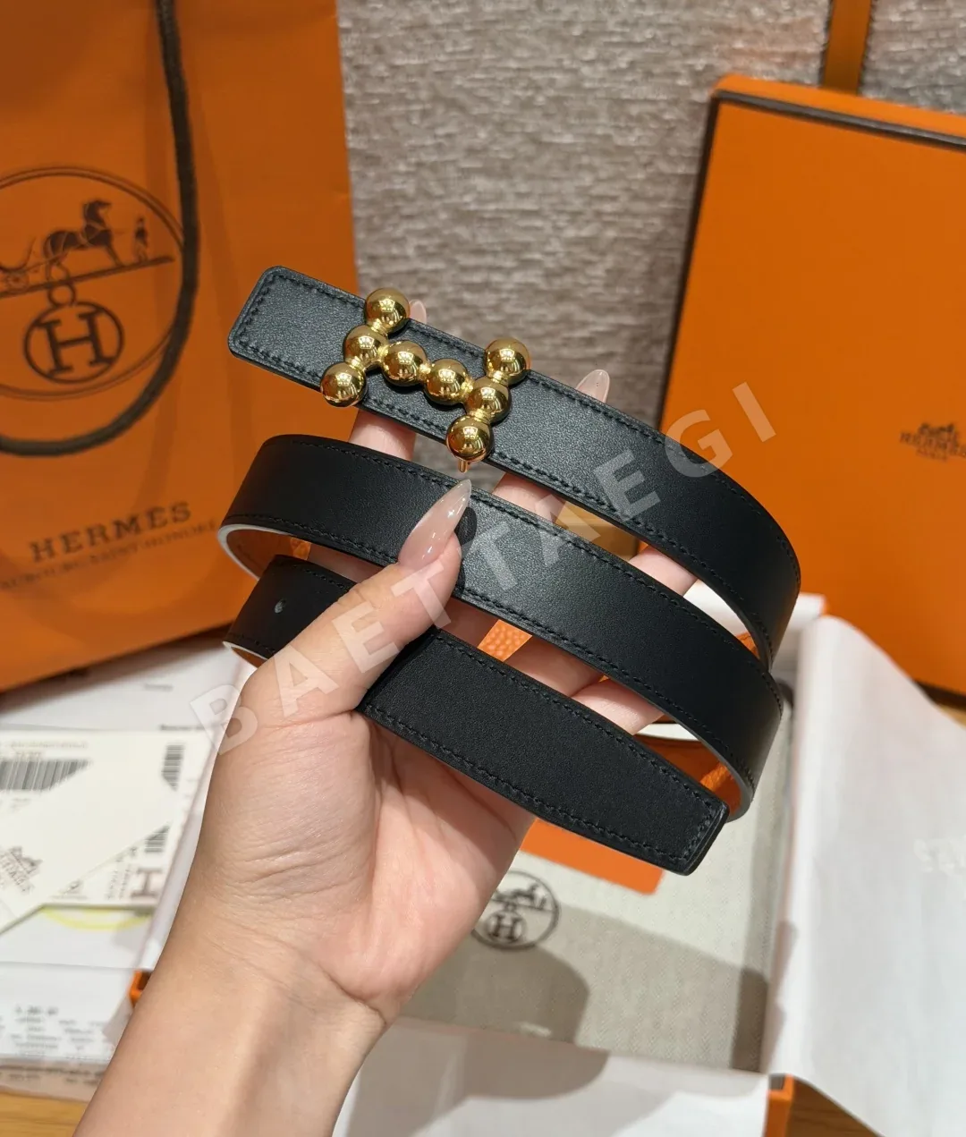 에르메스 H버클 리버시블 가죽 벨트 24mm 상세 이미지 4