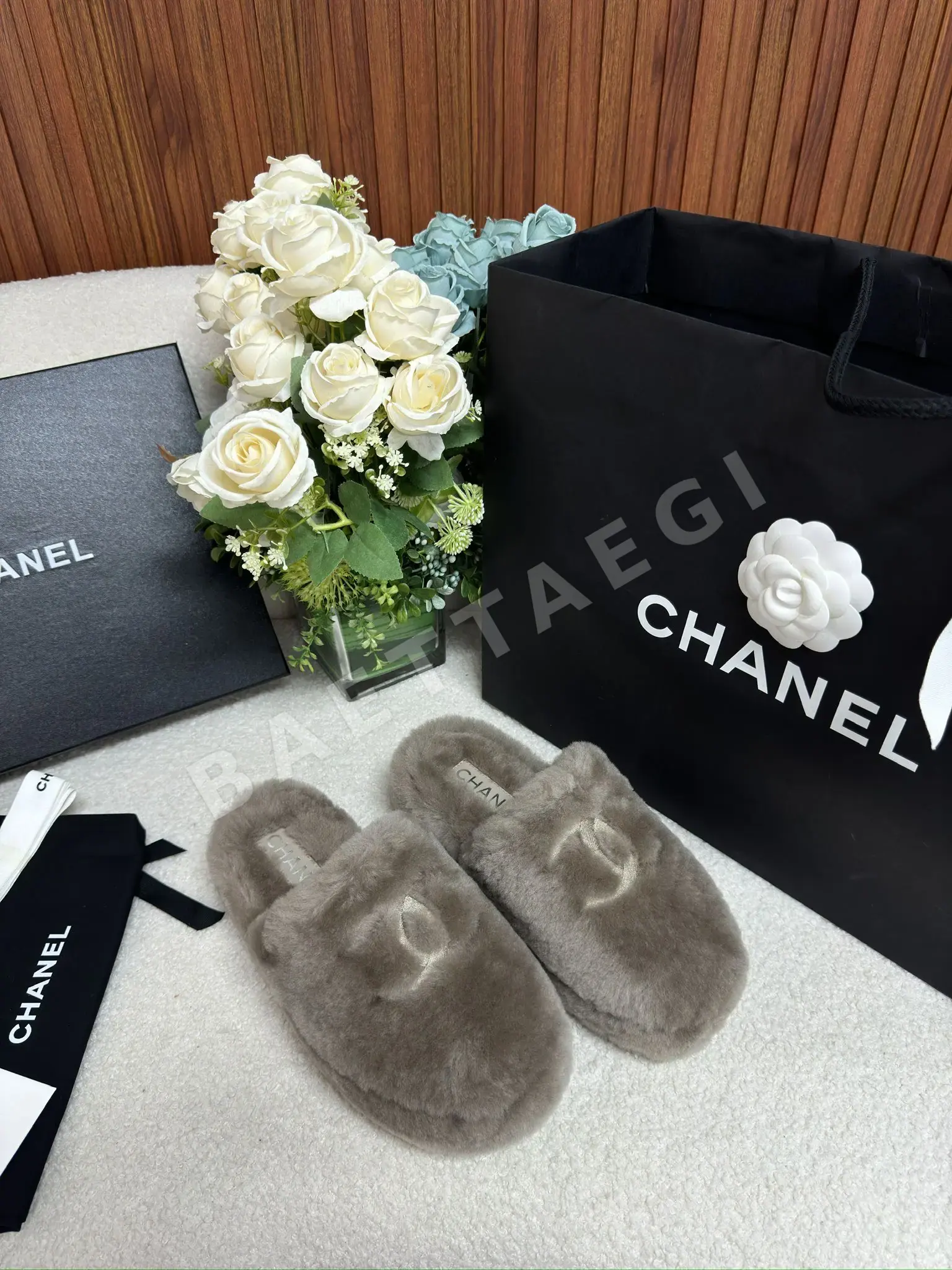 샤넬 울 플랫폼 클로즈드토 슬리퍼 93882