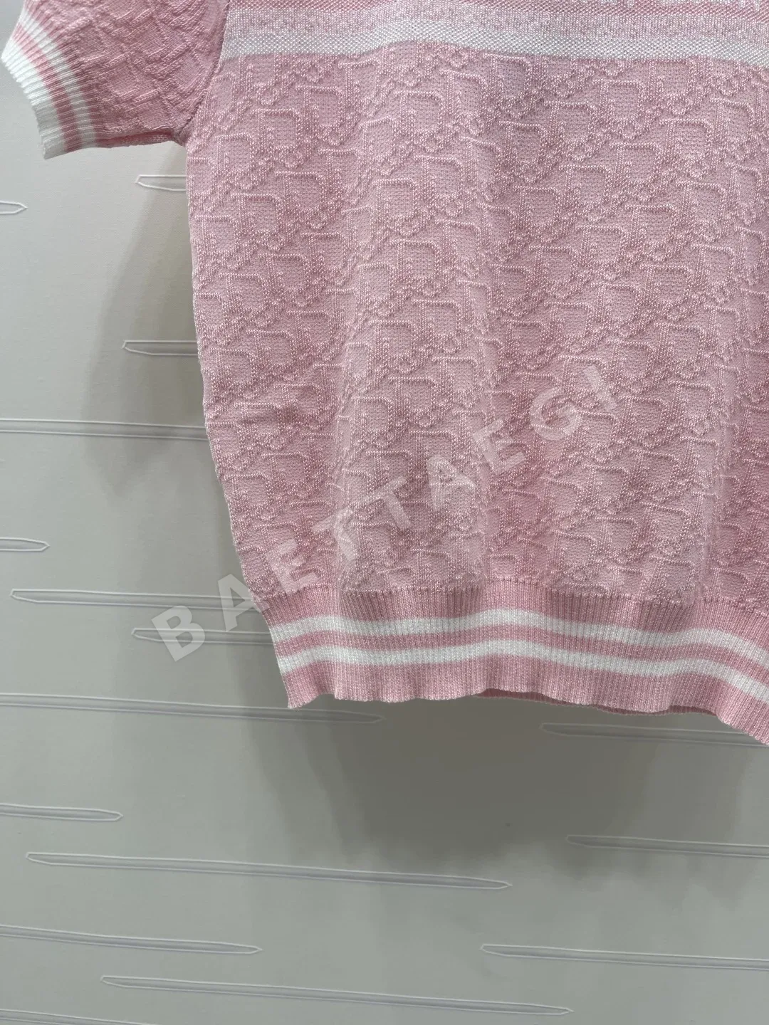 디올 실크 울 혼방 자카드 반팔 니트셔츠 상세 이미지 5
