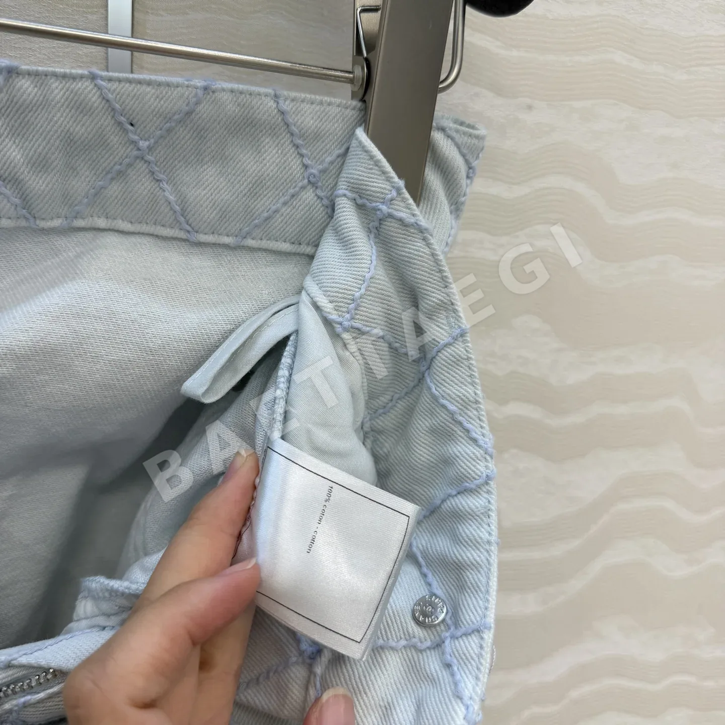 샤넬 자수 다이아몬드 패턴 데님 여성 바지 상세 이미지 7