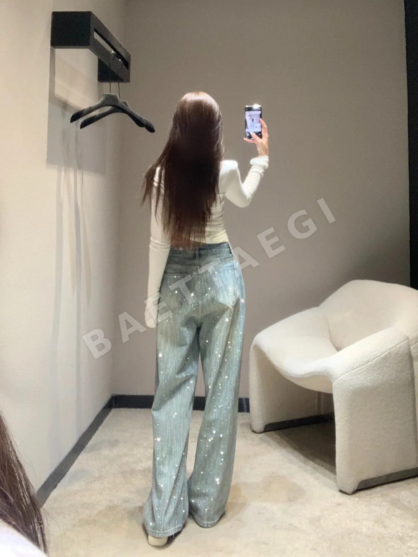 발렌시아가 스팽글 와이드 레그 여성 바지 상세 이미지 7