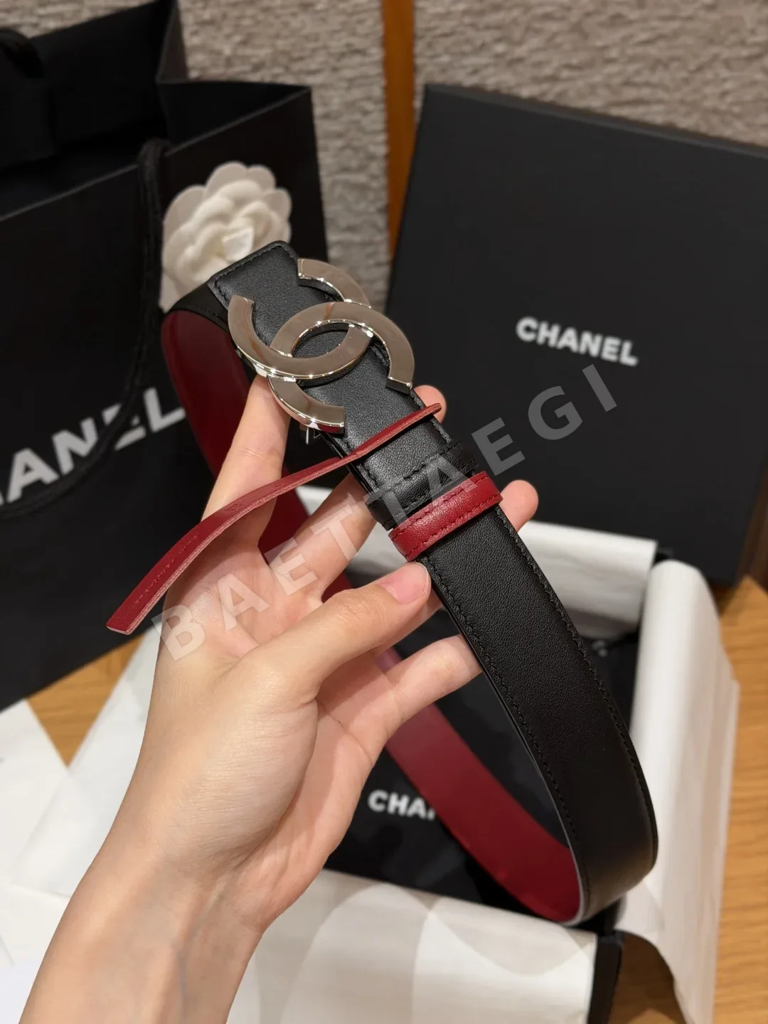 샤넬 더블 C 카프스킨 가죽 벨트 상세 이미지 5