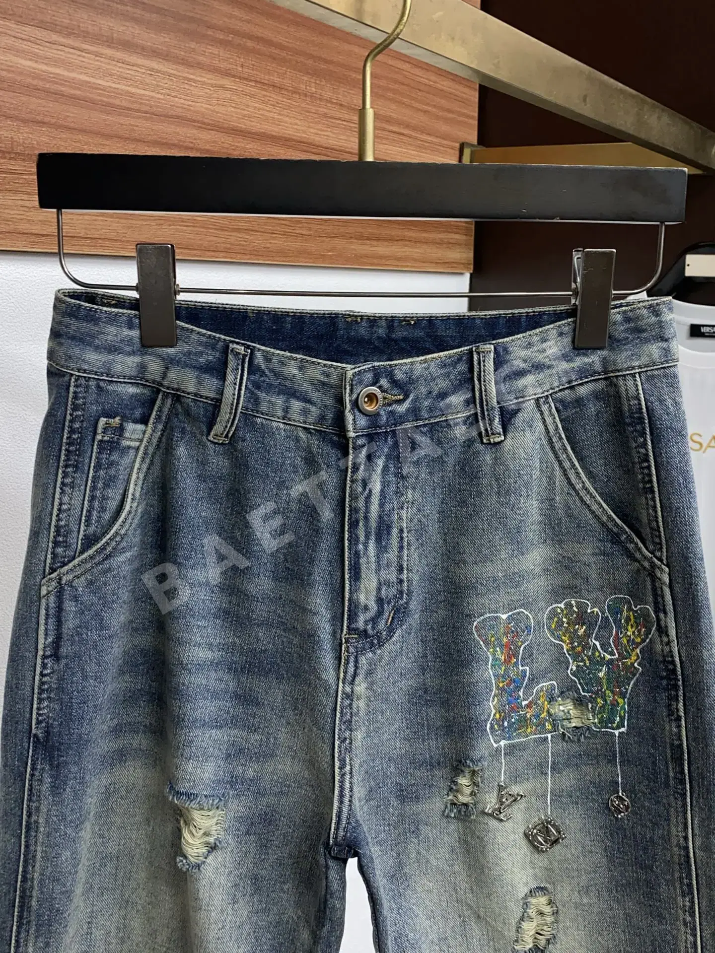 루이비통 데님 스트레이트 남성 반바지 상세 이미지 2