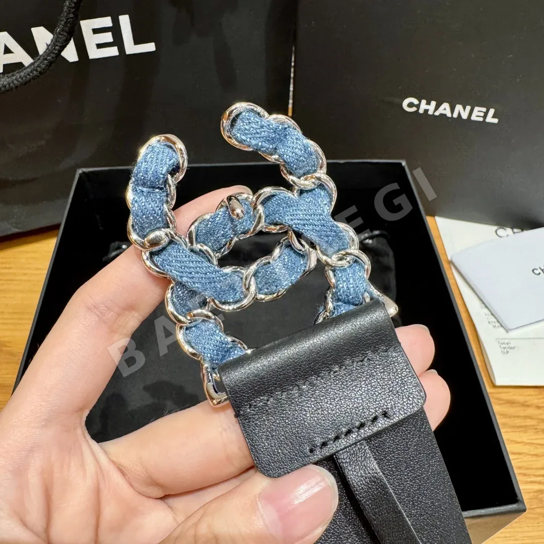 샤넬 더블 C 버클 카프스킨 가죽 벨트 상세 이미지 8