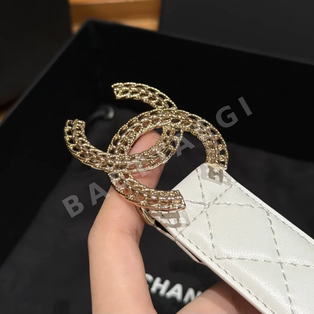 샤넬 다이아몬드 패턴 램스킨 더블 C 메탈 벨트 상세 이미지 7