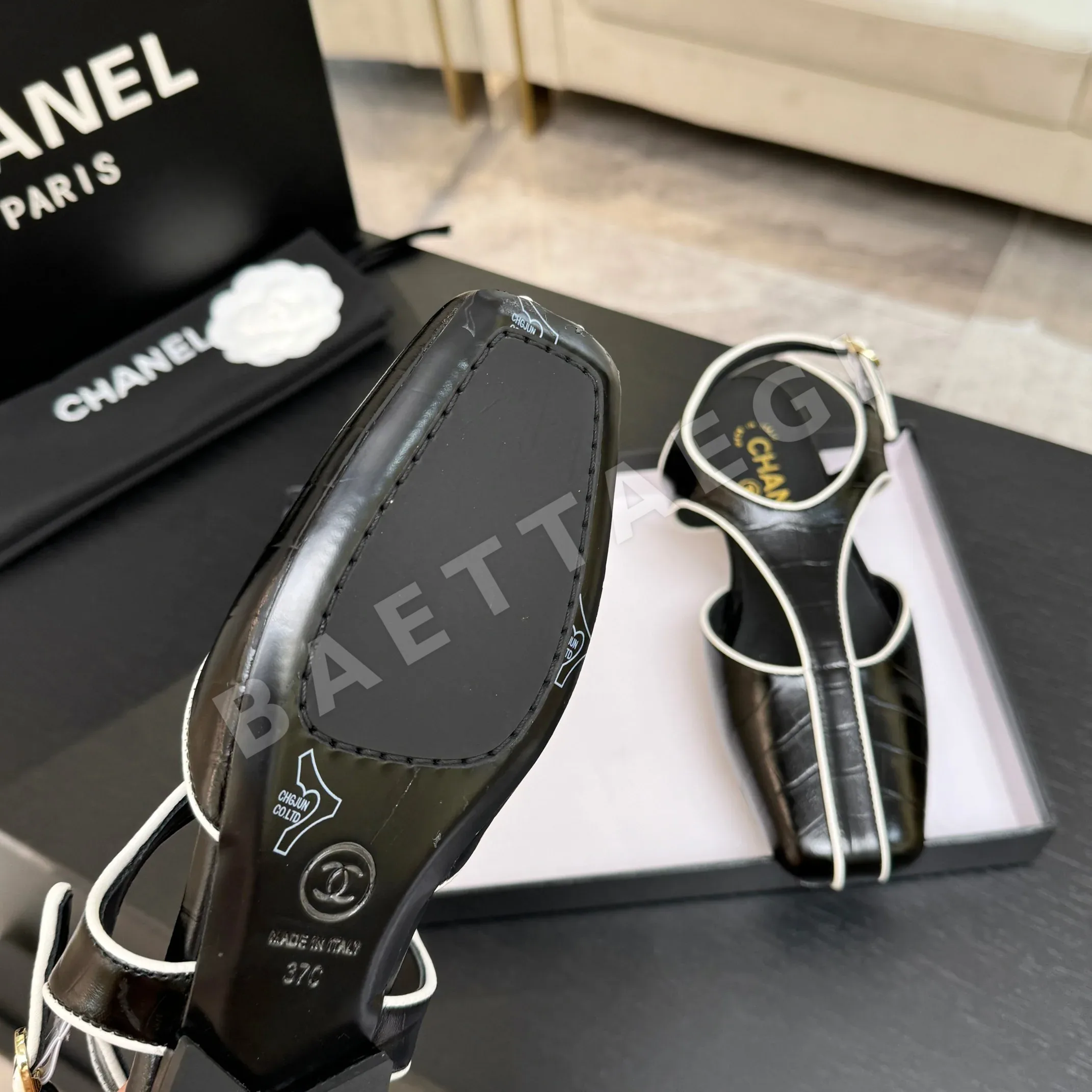 샤넬 26C 더블 C 컬러 블록 플랫슈즈 상세 이미지 9