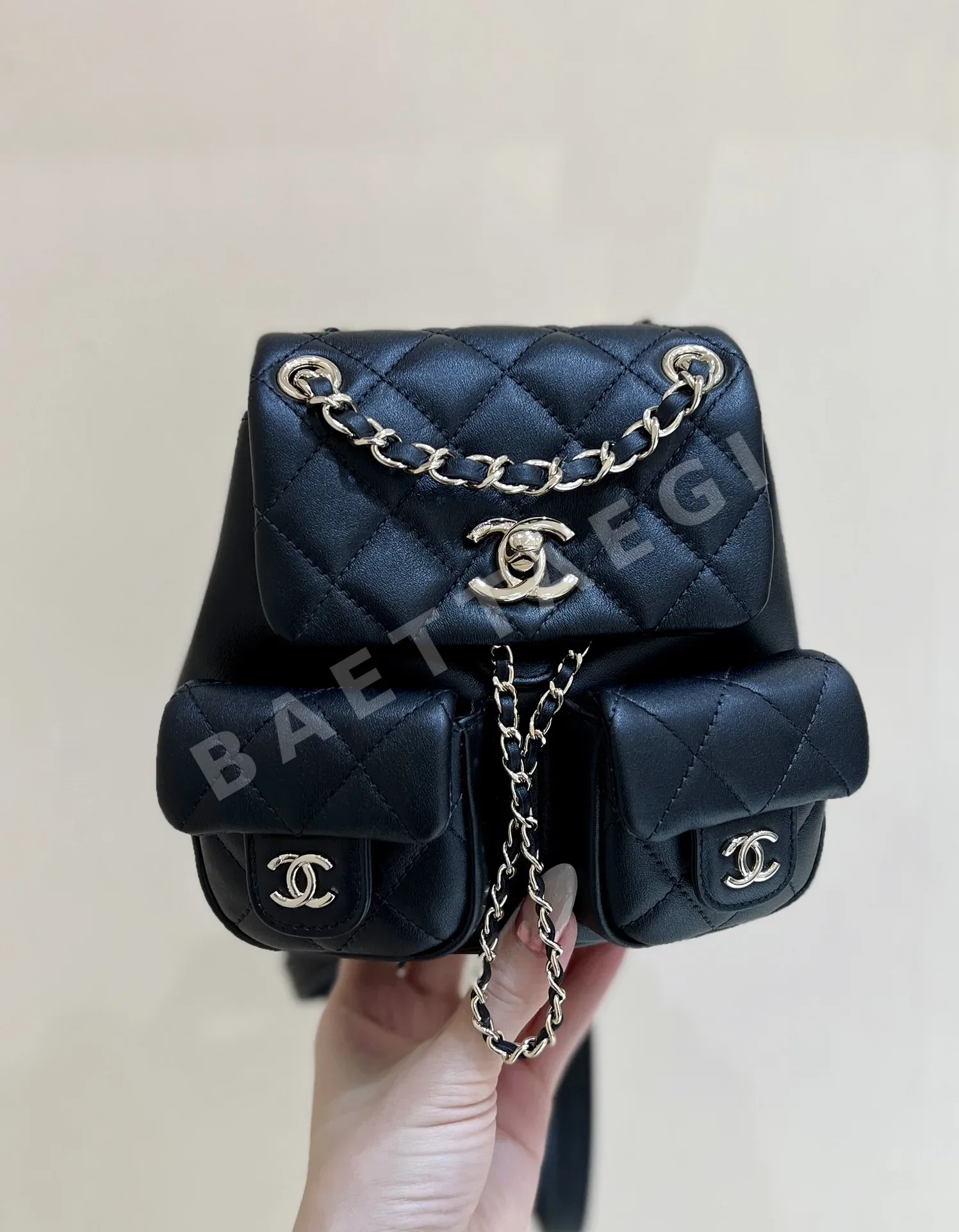 샤넬 개구리 더블 린넨 백팩 A92993