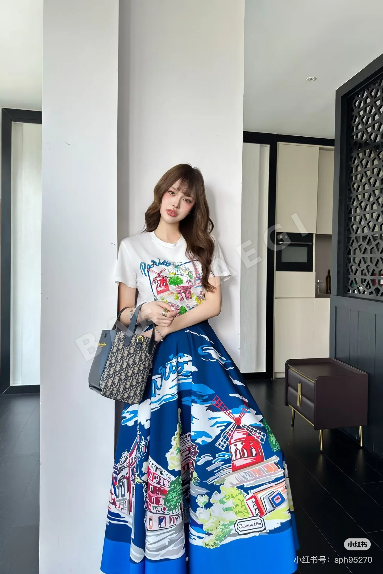 디올 프린트 시티 스트리트 여성 스커트 상세 이미지 2