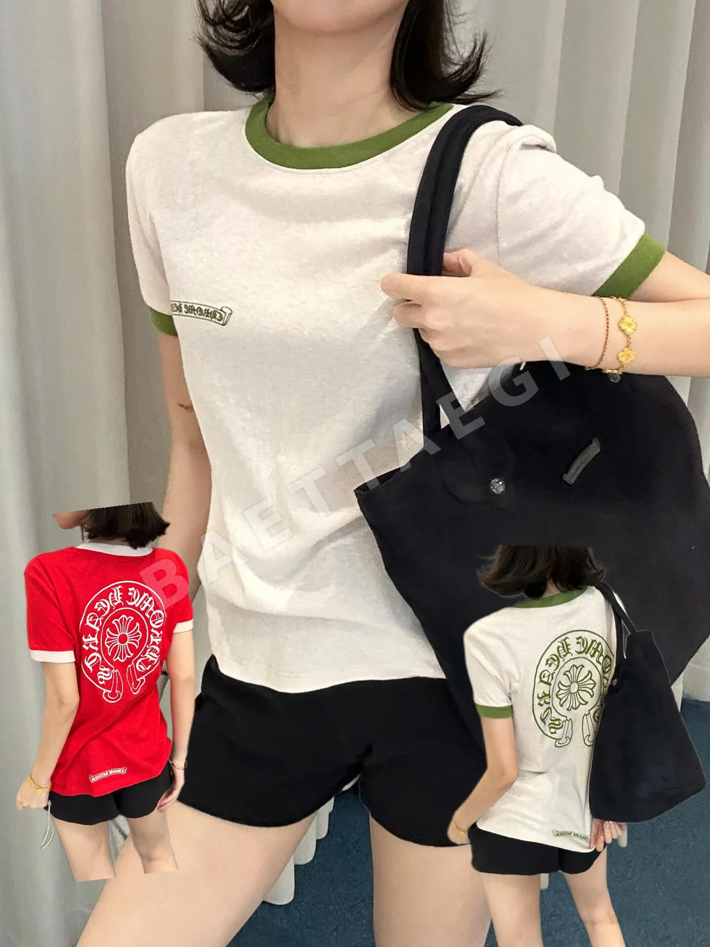 크롬하츠 여성 산스크리트어 프린트 반팔 티셔츠 상세 이미지 17