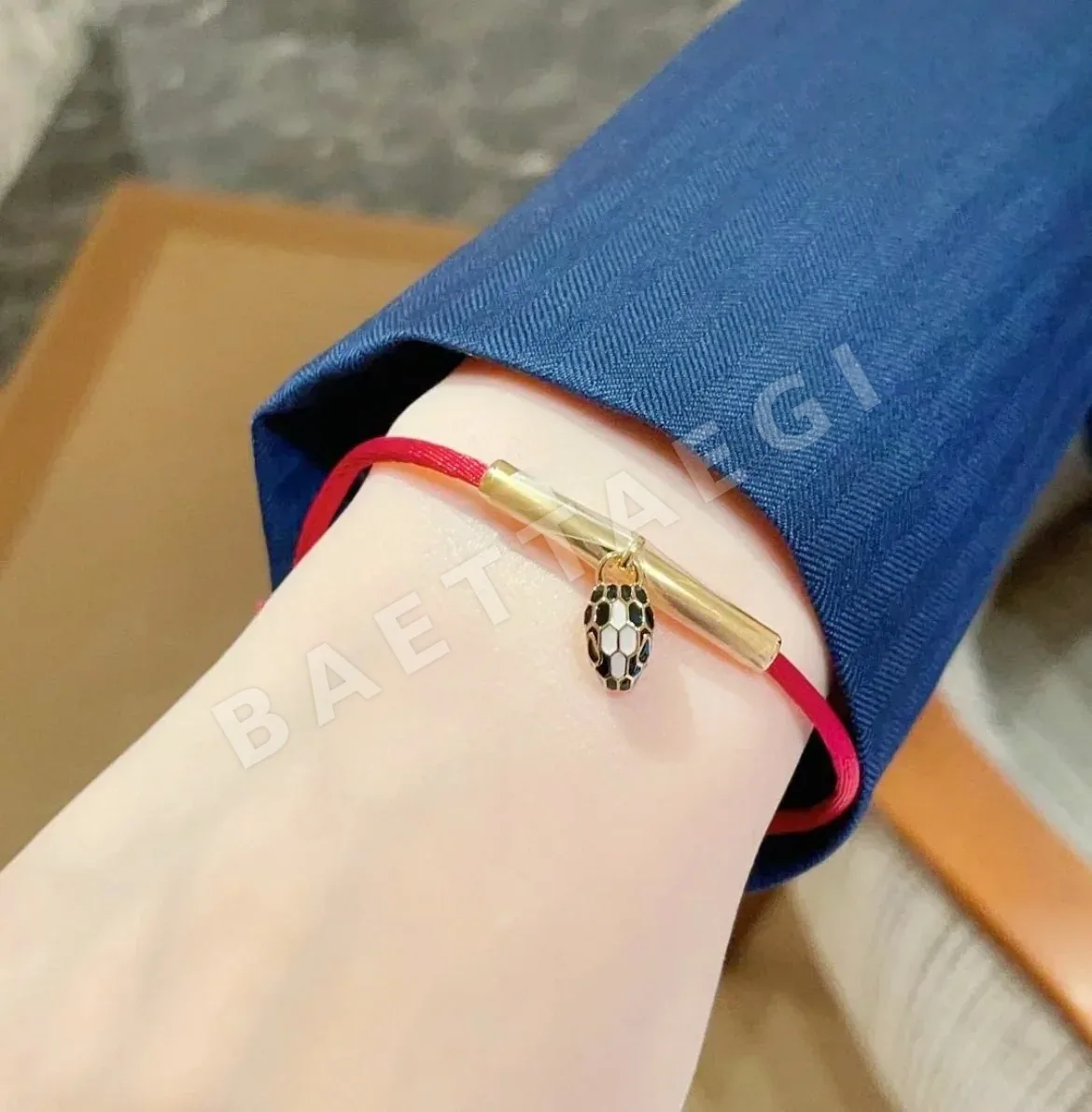 불가리 레드 로프 팔찌 64707