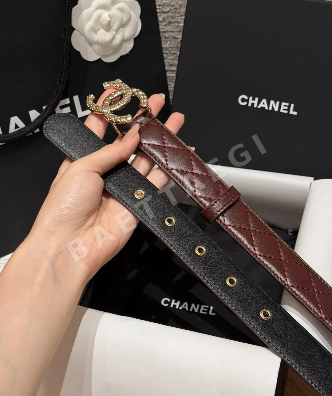 샤넬 더블 C 버클 퀼팅 송아지가죽 벨트 상세 이미지 4