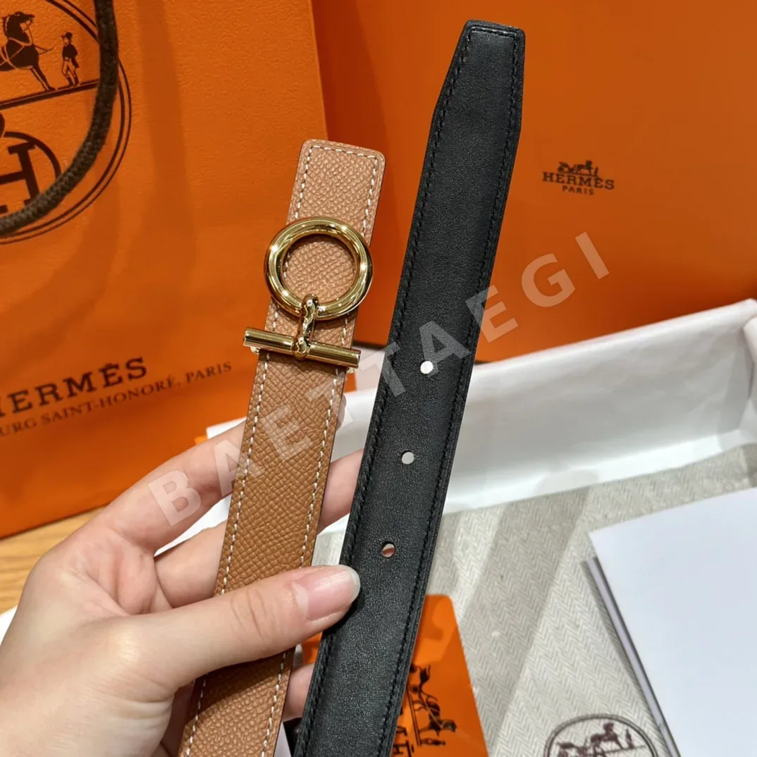 에르메스 셰느당클 메탈 버클 양면 가죽 벨트 상세 이미지 4
