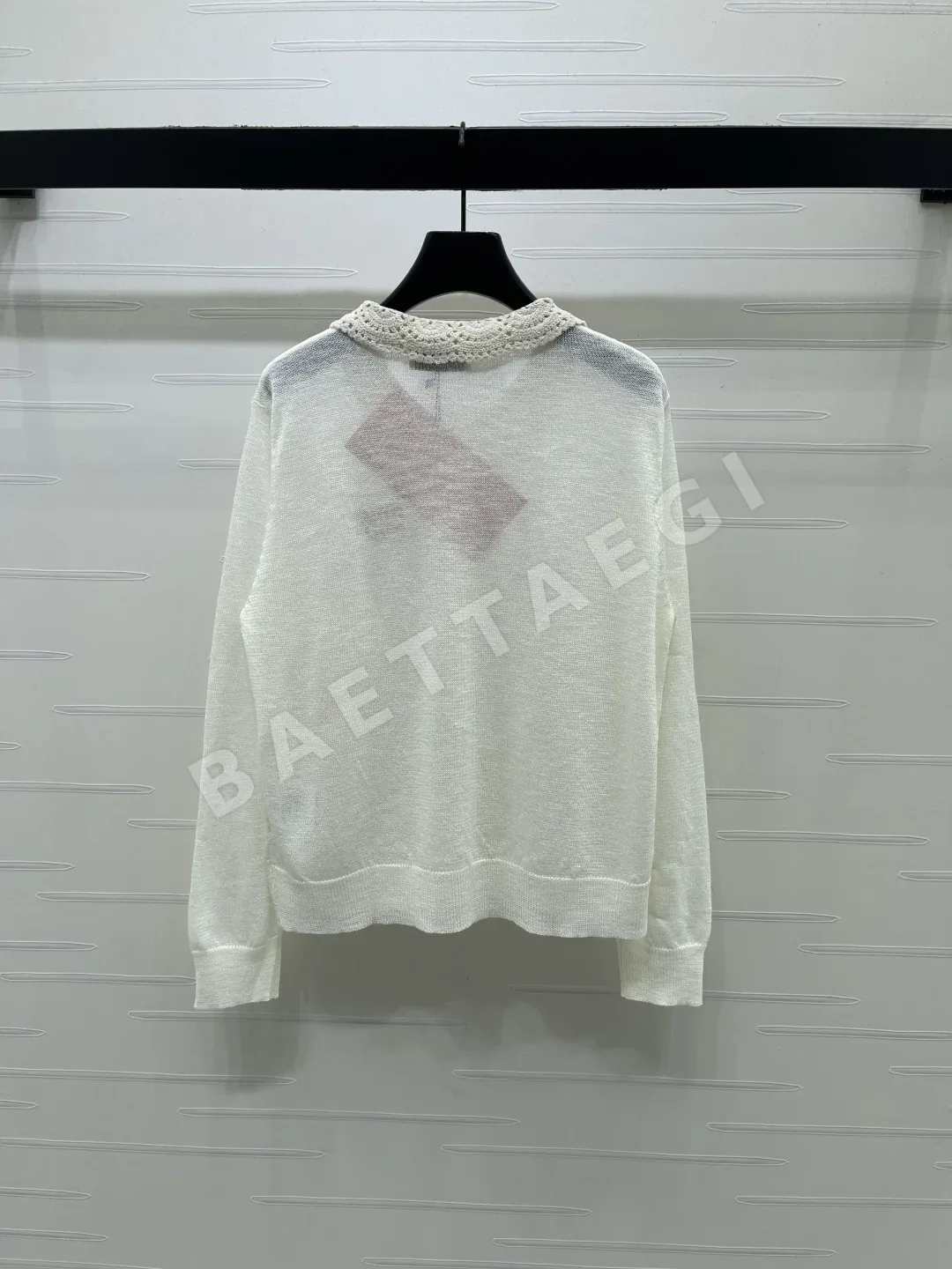 미우미우 울 실크 코바늘 카라 긴팔 가디건 상세 이미지 8