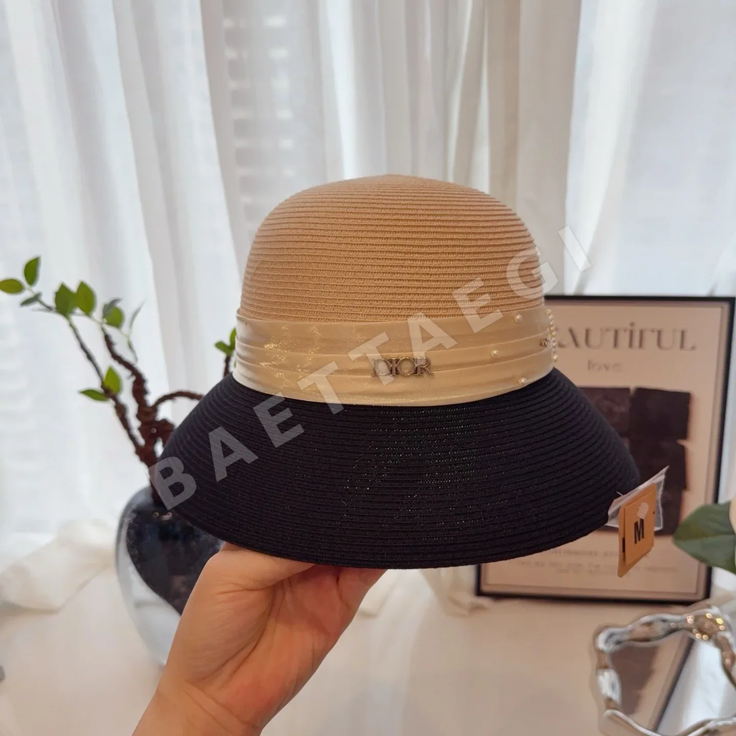 디올 린넨 컬러블록 선햇 상세 이미지 9