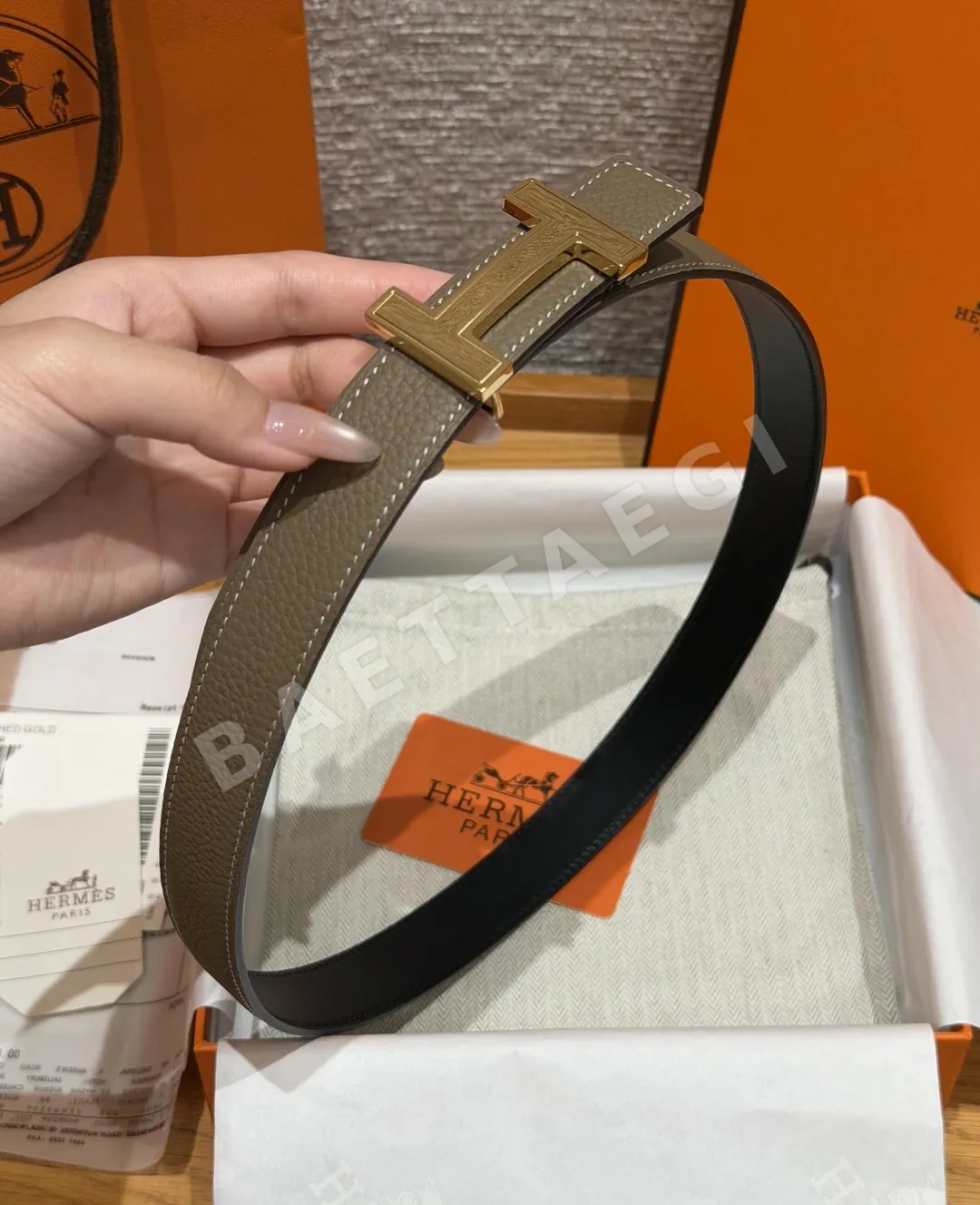 에르메스 H 버클 양면 가죽 여성용 벨트 상세 이미지 3