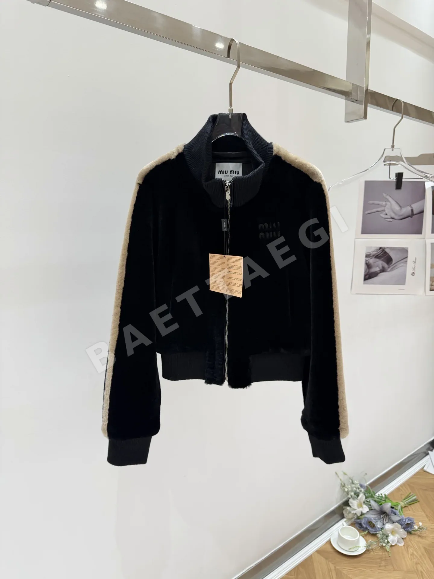미우미우 양모 가죽 일체형 여성 자켓 206461