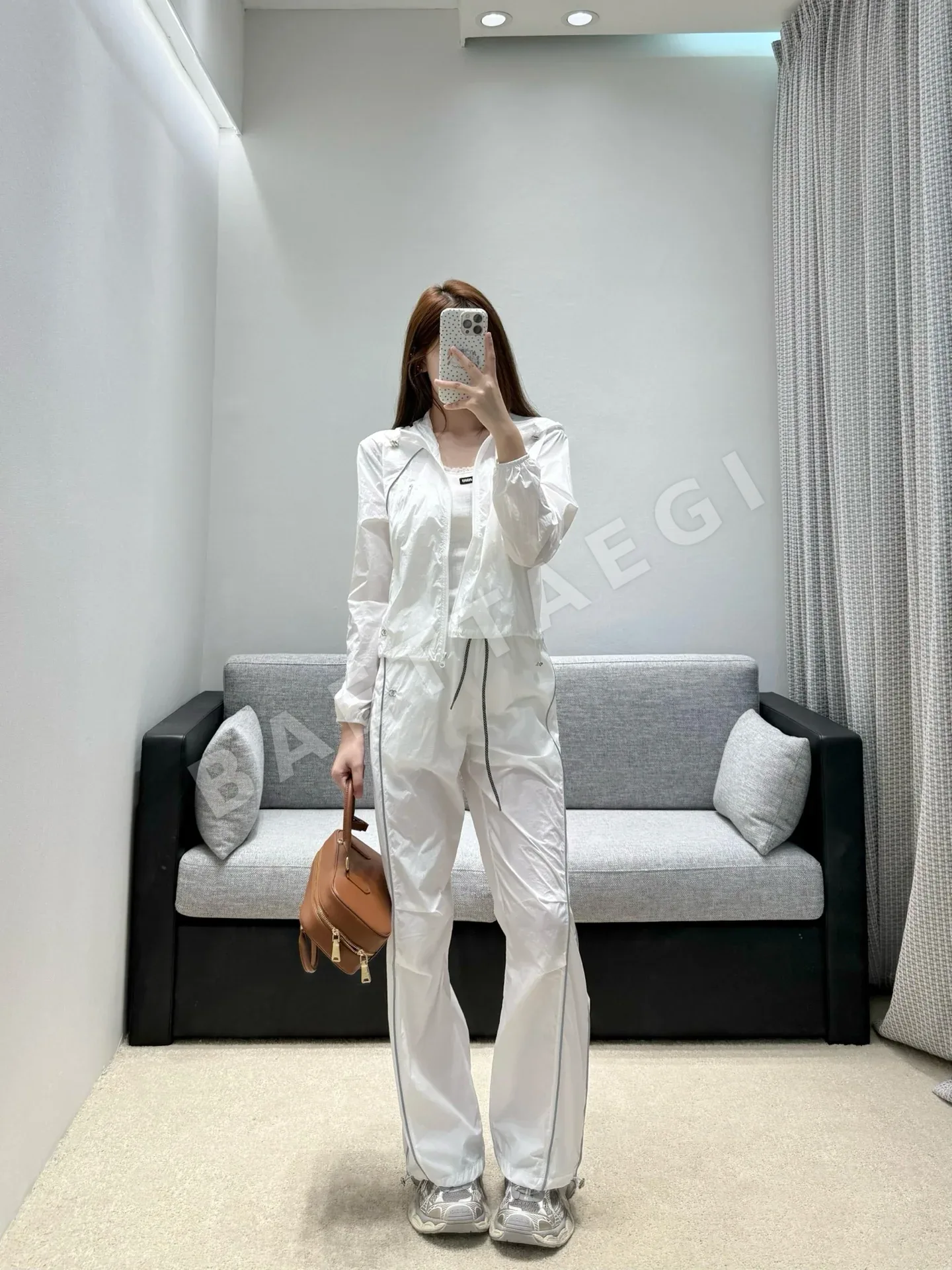 샤넬 여성 크롭 후드 재킷 와이드 팬츠 세트 상세 이미지 6