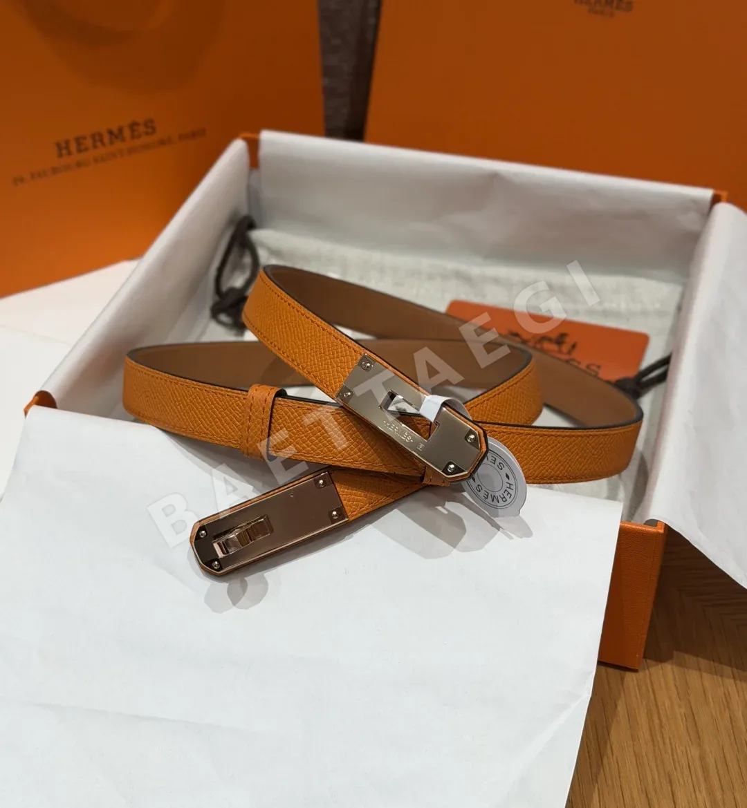 에르메스 켈리 팔라듐 도금 버클 헌터 가죽 벨트 177666