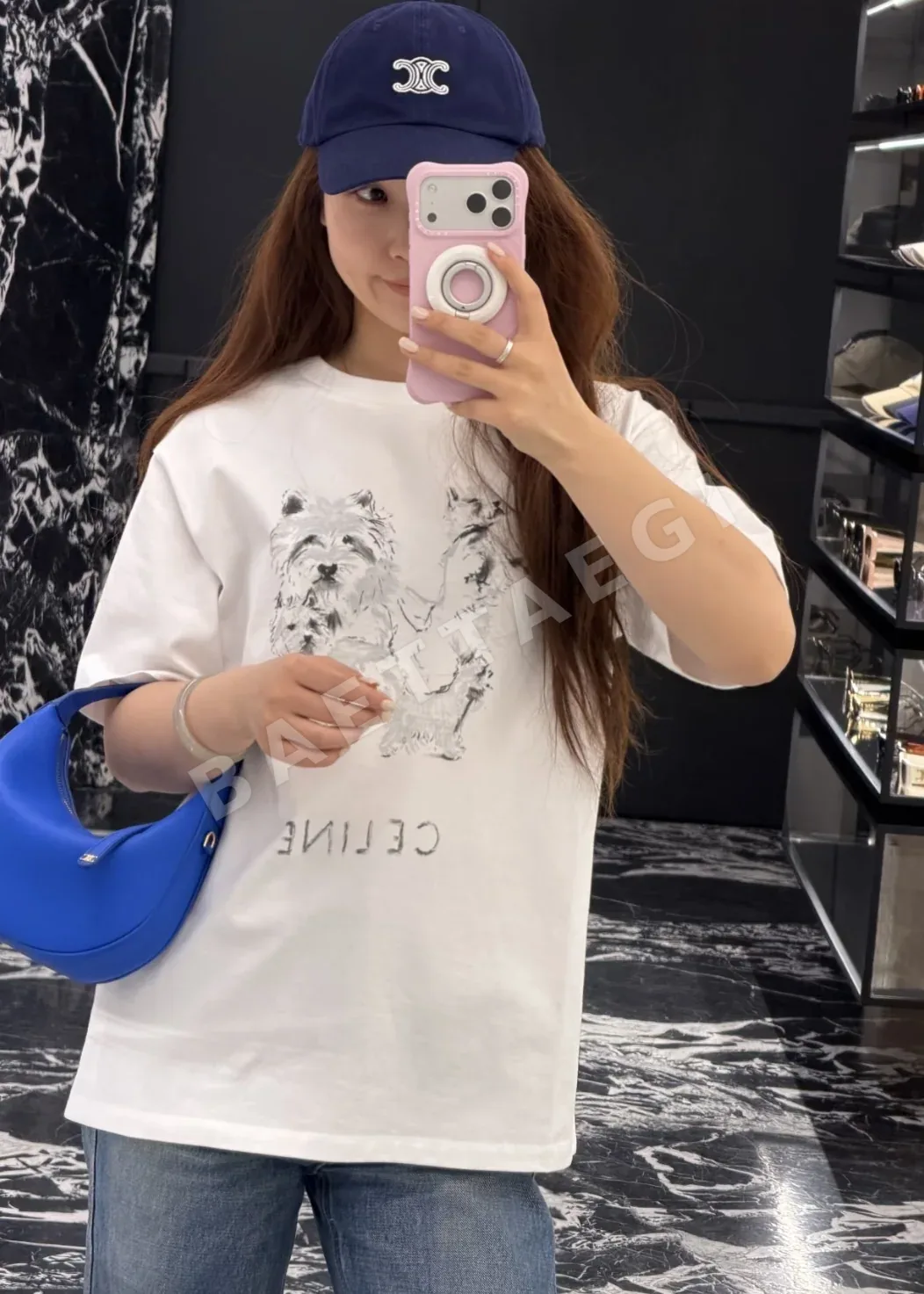 셀린느 강아지 패턴 여성 반팔 티셔츠 상세 이미지 8