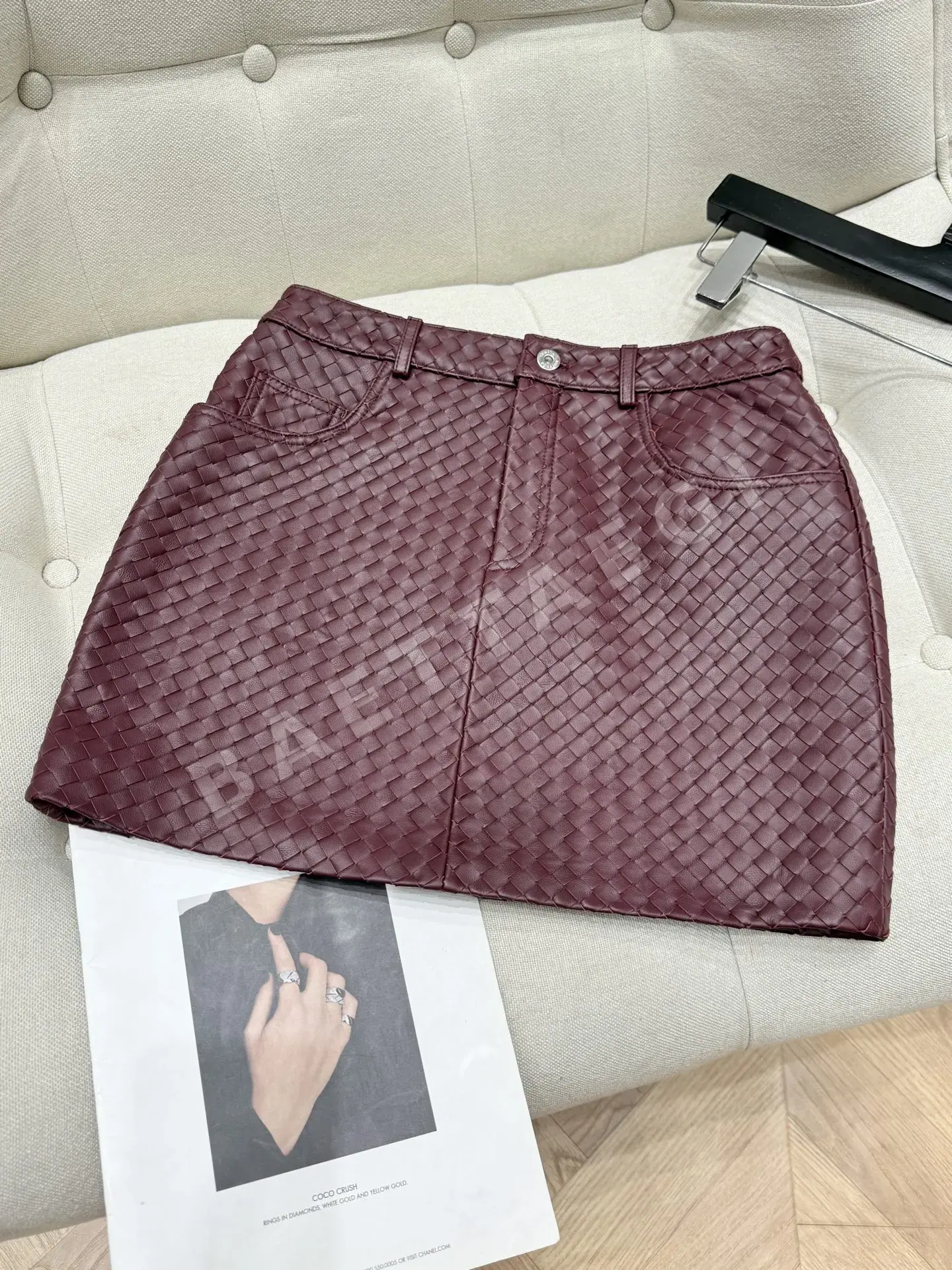 보테가베네타 가죽 스커트 168790