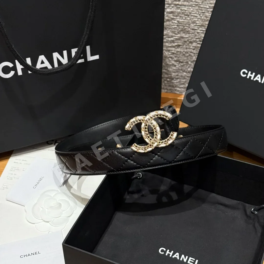 샤넬 더블 C 램스킨 메탈 로고 벨트 상세 이미지 2