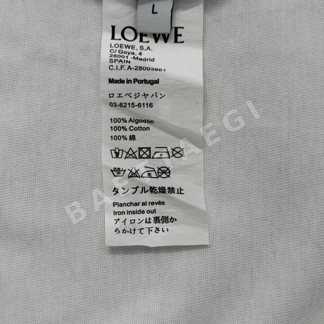 로에베 자수 코튼 오버핏 반팔 티셔츠 남성 상세 이미지 9
