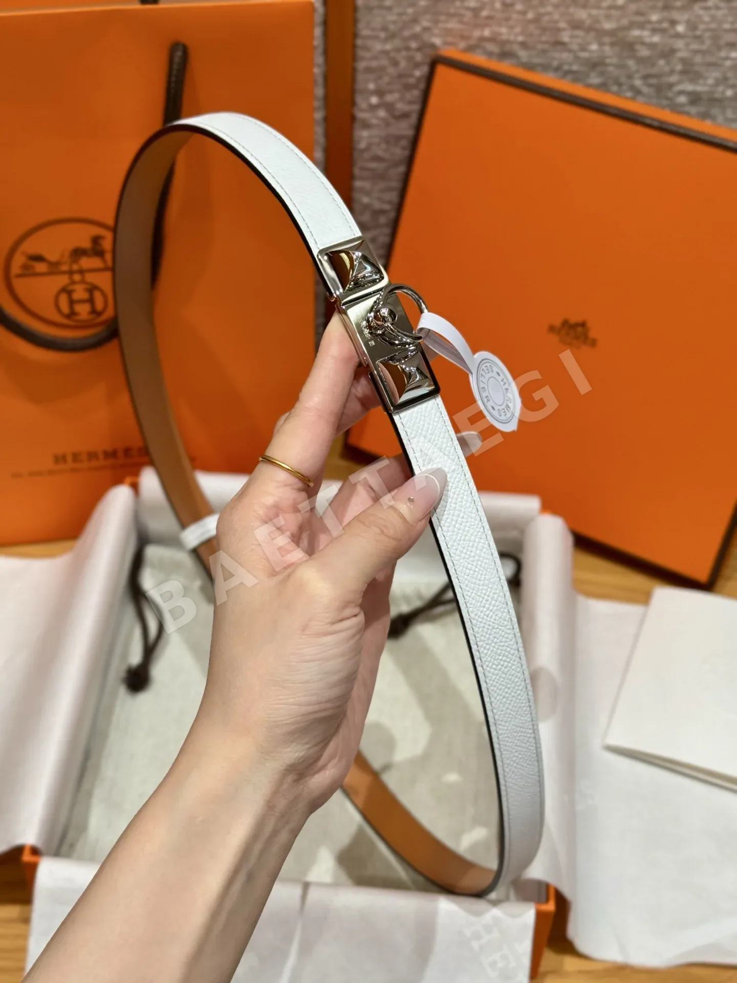 에르메스 카프스킨 켈리 버클 조절 벨트 상세 이미지 9