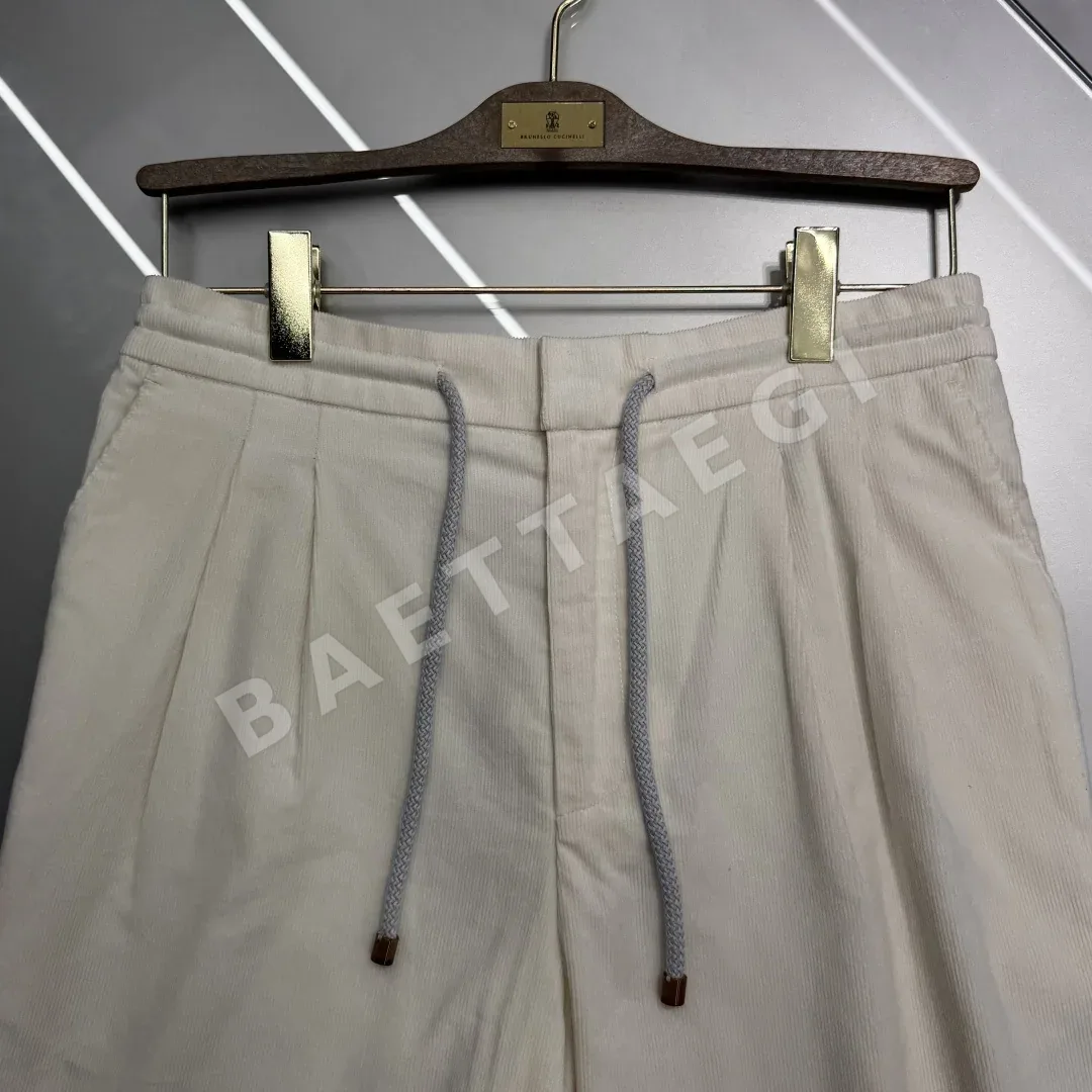 브루넬로쿠치넬리 더블 플리츠 린넨 드로스트링 남성 바지 상세 이미지 5