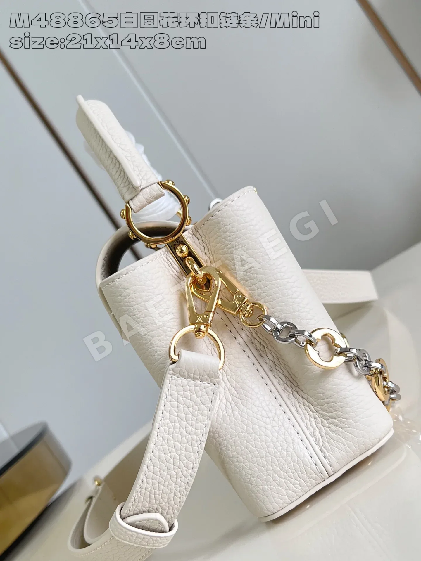 루이비통 M48865 화이트 카푸신 핸드백 미니 상세 이미지 3
