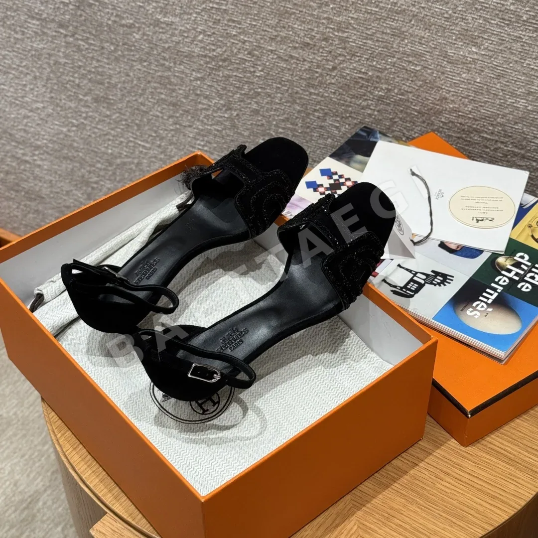 에르메스 조이 40 샌들 블랙 스웨이드 상세 이미지 9