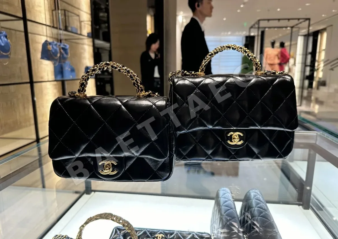 샤넬 24B 블랙 램스킨 체인백 라지 24B