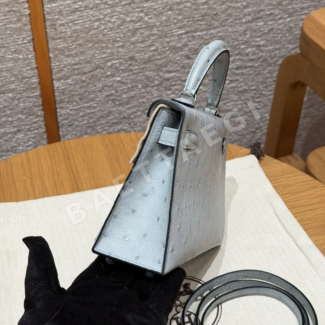 에르메스 미니 켈리 타조 가죽 가방 상세 이미지 3