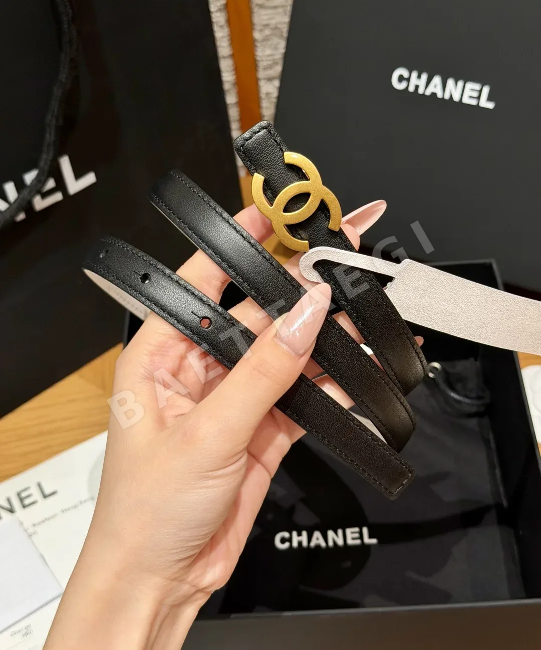 샤넬 더블 C 로고 가죽 벨트 상세 이미지 1