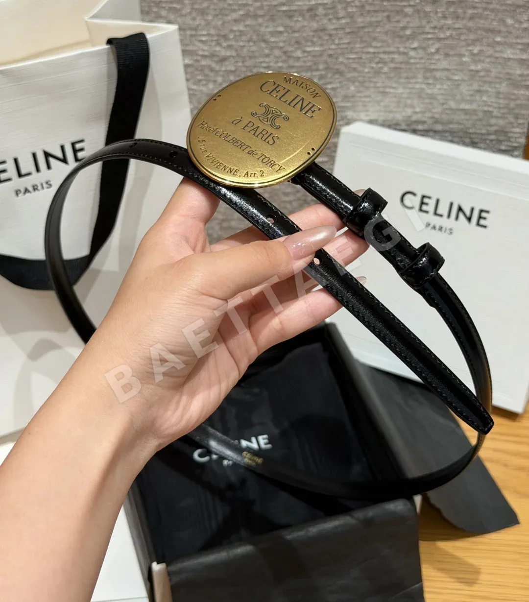 셀린느 MAISON 13mm 골드 버클 슬림 벨트 상세 이미지 4