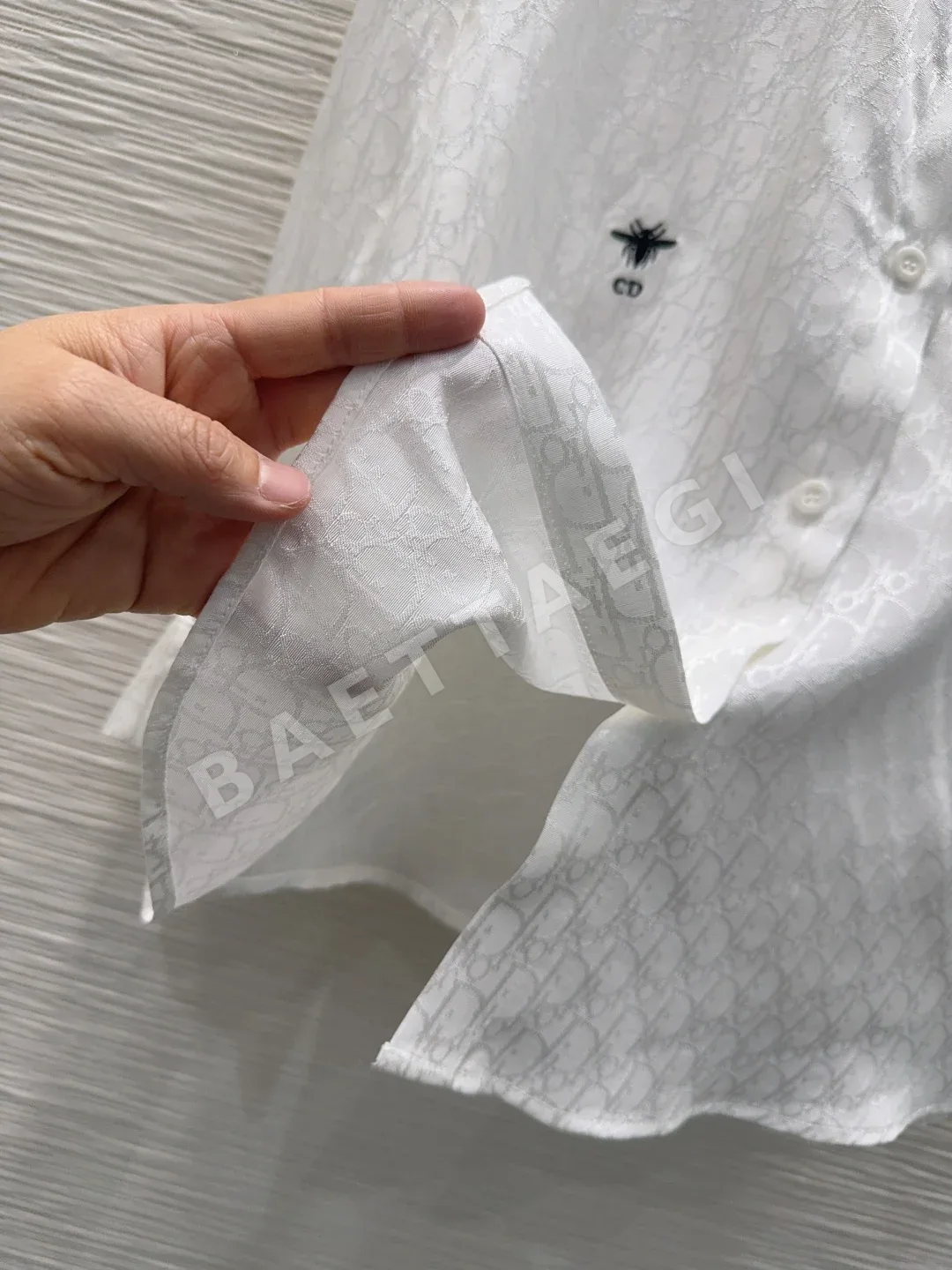 디올 레이온 자카드 자수 셔츠 상세 이미지 8