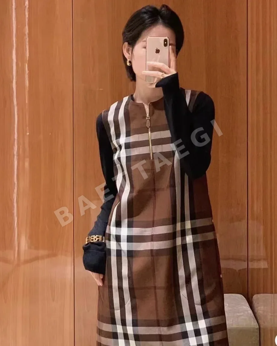 버버리 빈티지 체크 코튼 노슬리브 원피스 상세 이미지 4