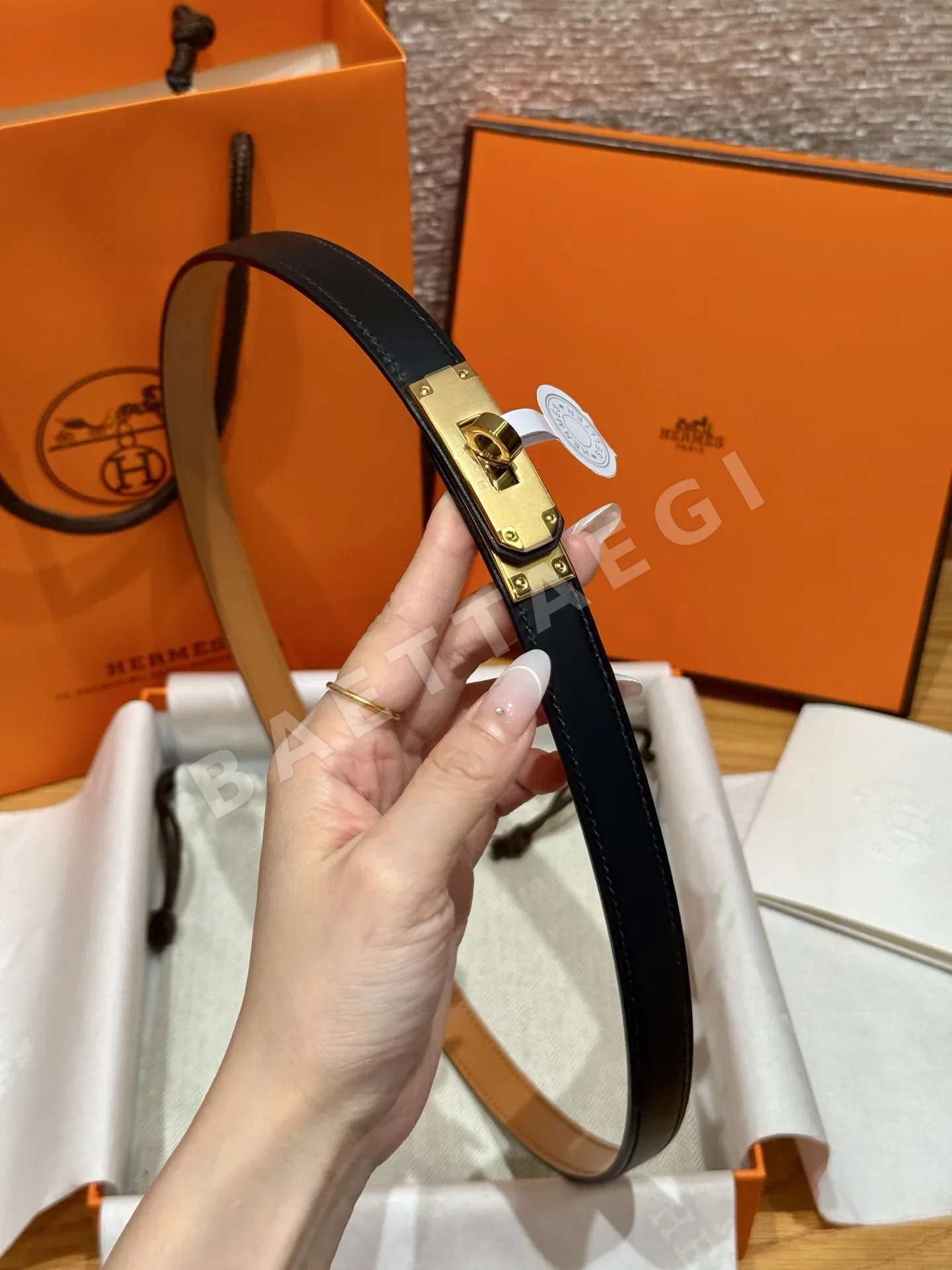 에르메스 켈리 금도금 버클 스위프트 카프스킨 벨트 상세 이미지 10