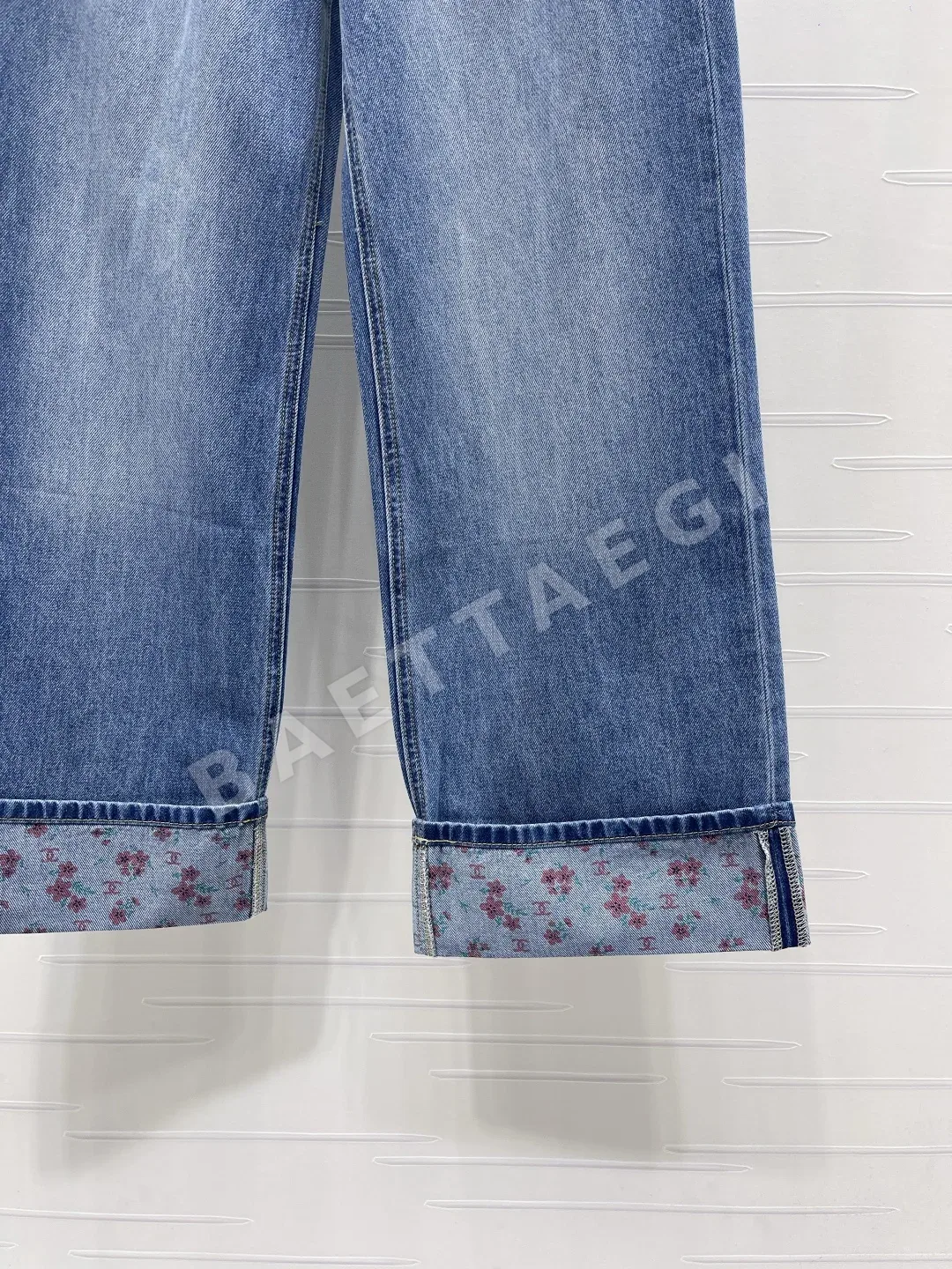 샤넬 롤업 와이드 레그 코튼 데님 바지 상세 이미지 6