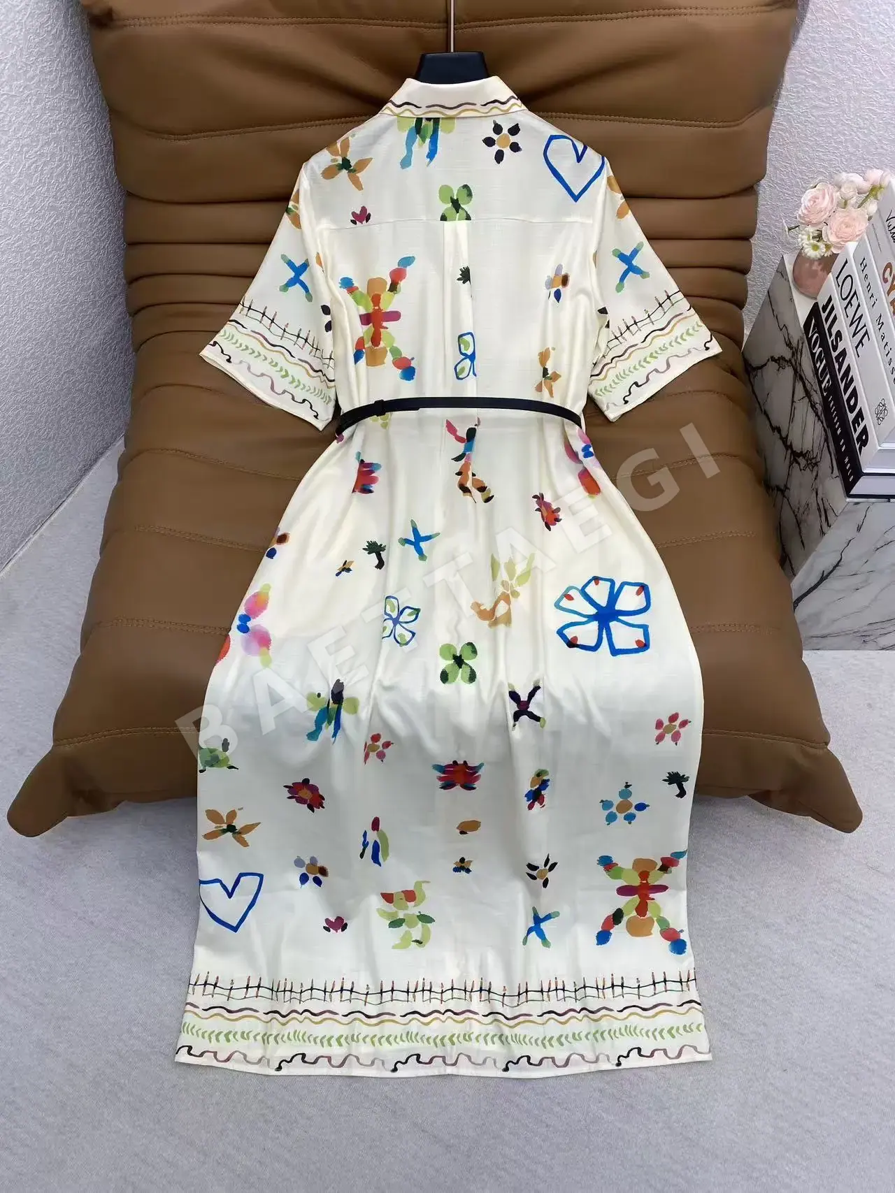 막스마라 프린트 혼방 코튼 셔츠 원피스 상세 이미지 3