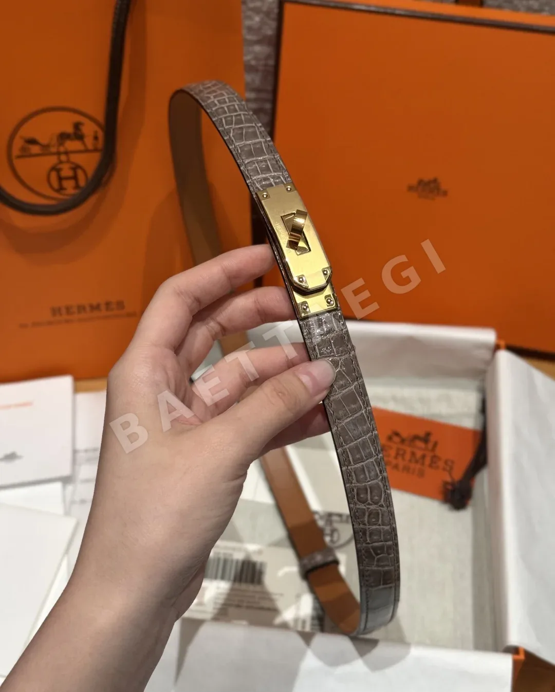 에르메스 켈리 크로코다일 가죽 벨트 상세 이미지 5