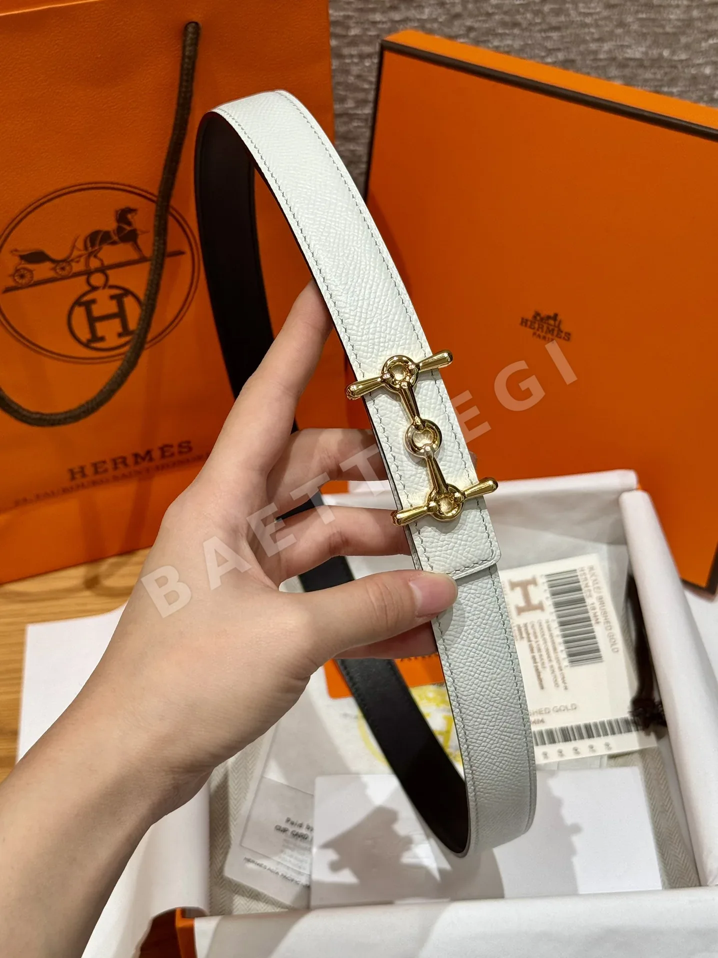 에르메스 H 버클 양면 가죽 벨트 175282