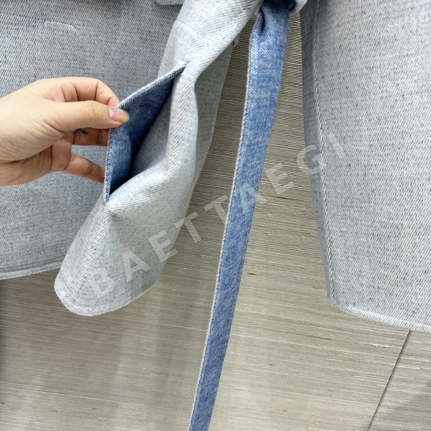 에르메스 미스티 블루 캐시미어 울 투피스 자켓 상세 이미지 6